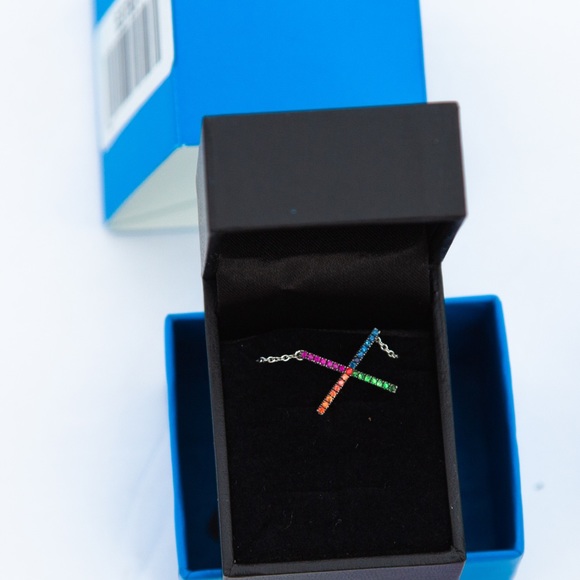 Rarities Carol Brodie Multigem X pendant sterling necklace multi color gemestone - Picture 7 of 9